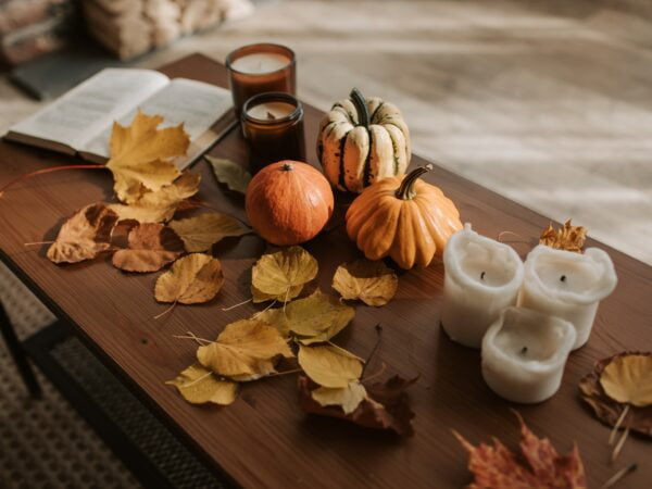 Fall Floor Care in Cape Coral, FL Cute fall decorated table with luxury vinyl flooring.